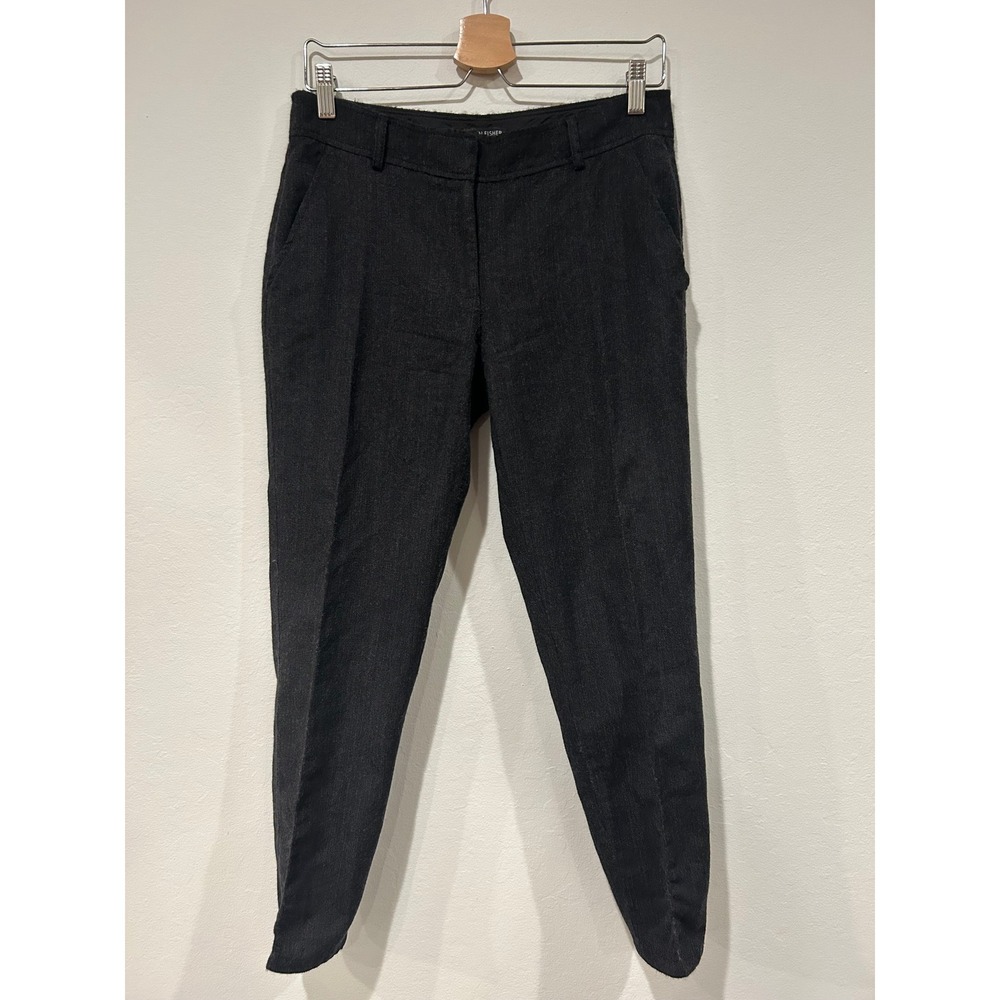 Eileen Fisher Gray Wool Linen Blend Ankle Pants Career Business Casual Trousers